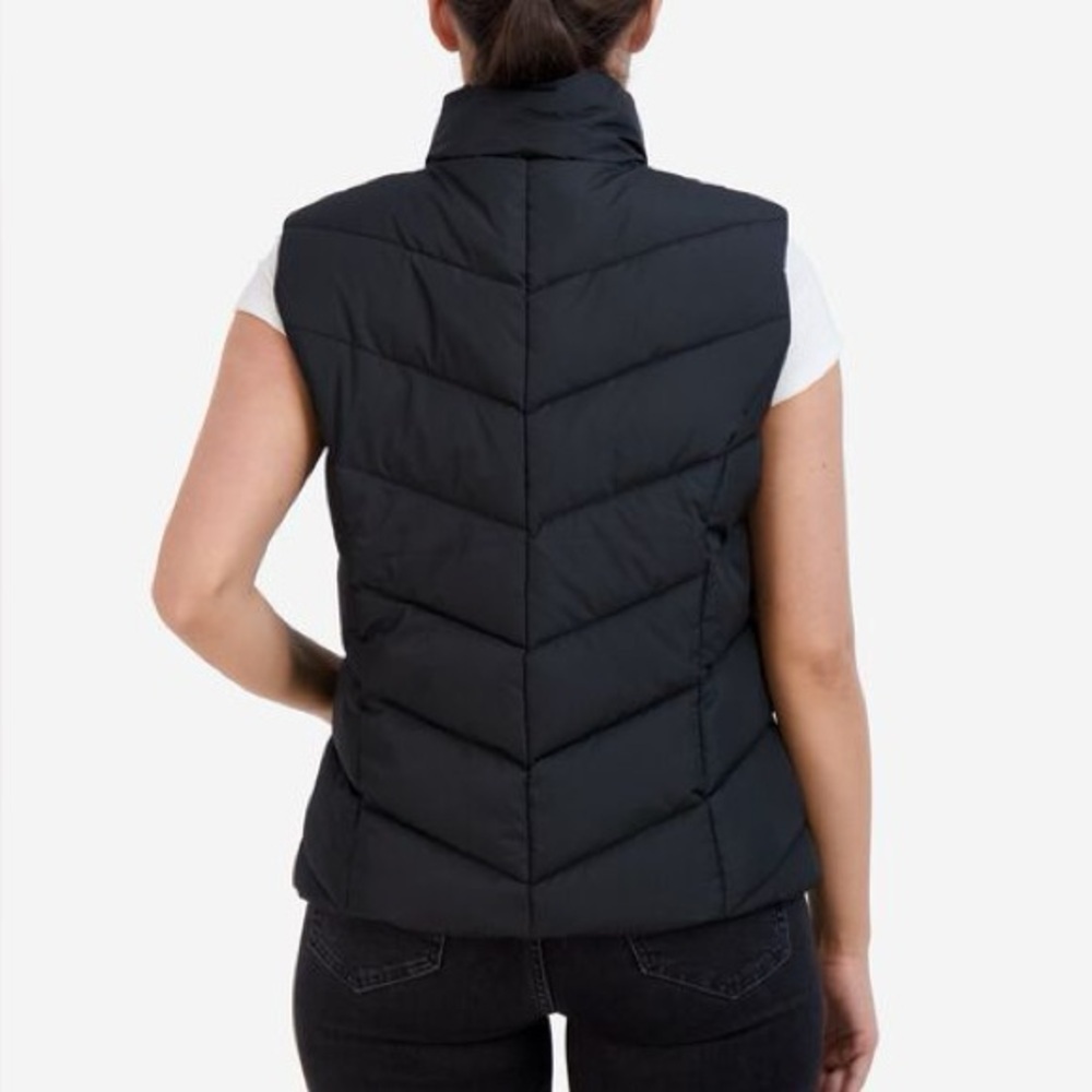 Cole Haan Insulated Quilted Puffer Vest Womens Sz L Black Polyester - Picture 2 of 8
